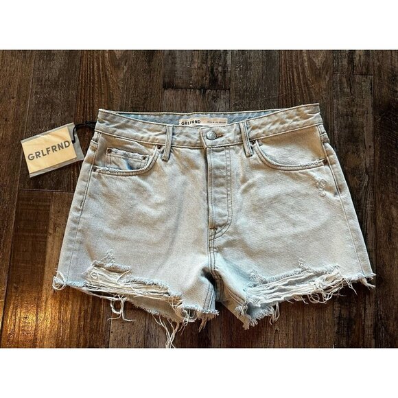GRLFRND NWT Helena High Rise Cut Off Short in Palm Springs Light Wash 27 - Picture 3 of 10